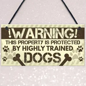 Red Ocean Beware Of The Dog Gate Sign Do Not Enter Dog Plaque Dog Sign Funny Home Decor