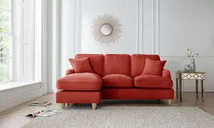 Sofas Express Tenby Apricot Red Left Hand Chaise Tailored Pleat Manhattan Sofa