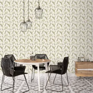 Galerie Just Kitchens Green Olive Drupe Wallpaper Roll