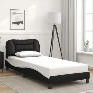 Berkfield Bed Frame with LED without Mattress Black and White 90x190 cm Single