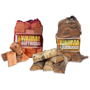 1 x 25L Net of Softwood Logs & 1 x 25L Net of Hardwood Logs Firewood