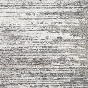 Grey White Modern Abstract Easy To Clean Living Room Bedroom & Dining Room Rug-160cm X 229cm