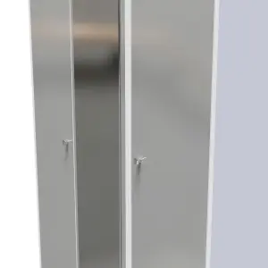 Taunton Triple Mirror Wardrobe in Uniform Grey Gloss & White (Ready Assembled)