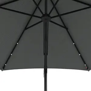 Outsunny 3(m) Cantilever Garden Parasol Umbrella W/ Solar LED and Cover, Grey