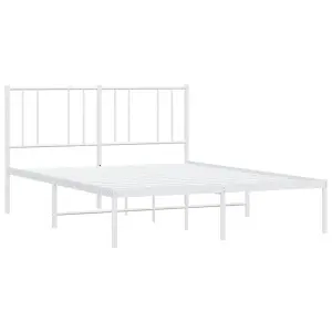 Berkfield Metal Bed Frame with Headboard White 120x190 cm 4FT Small Double