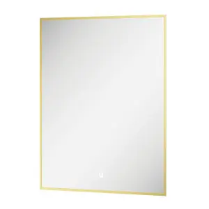 Rio Brushed Gold  Framed Backlit LED Bathroom Mirror with Dual Light (W)45cm (H)72cm