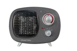 Russell Hobbs Fan Heater 1500W Portable Electric Retro Grey Ceramic Heater RHRETPTC2001G