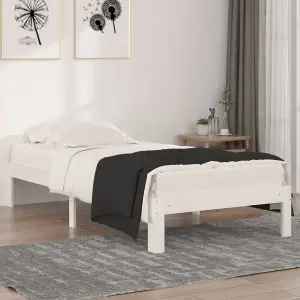 Berkfield Bed Frame White Solid Wood 90x190 cm Single