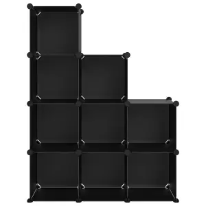 Storage Cube Organiser with 9 Cubes Black PP