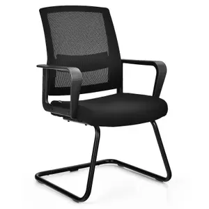 Costway Meeting Office Chairs Mid-Back Mesh Reception Chair w/ Adjustable Lumbar Support