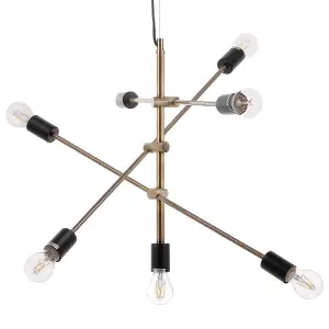 7 Light Pendant Lamp Brass CREMERA