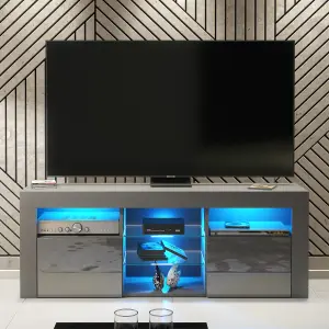 TV Unit 145cm Modern Stand Dark Grey Gloss Doors