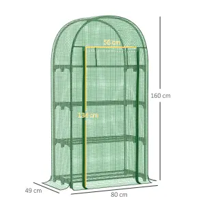 Outsunny 80 x 49 x 160cm Mini Greenhouse Portable Green House with Shelf Green