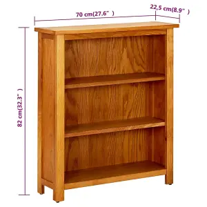 Berkfield 3-Tier Bookcase 70x22.5x82 cm Solid Oak Wood