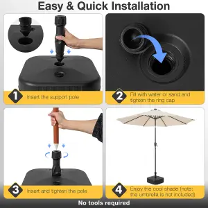 Costway Patio Fillable Umbrella Base Stand Parasol Holder 38 mm Water &Sand Filled Weight