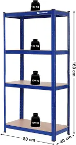 SONGMICS Boltless 4-Level Steel Shelving Unit, Storage Solution, Rack, for Garage and Shed, Blue