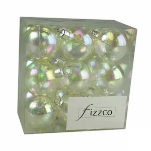 Luxury Shatterproof Ball Ornament (Set of 18) Clear Iridescent Shiny / 4cm H x 4cm W x 4cm D