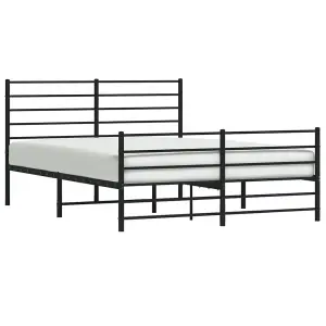 Berkfield Metal Bed Frame with Headboard and Footboard Black 120x190 cm 4FT Small Double