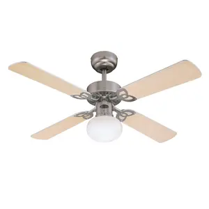 Romain 105cm Ceiling Fan Brushed Aluminium/Light Maple or Silver