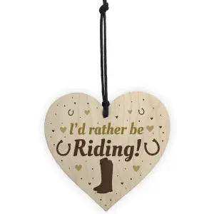 Red Ocean Funny Horse Lover Gift Rather Be Riding Wooden Heart Stable Door Sign Plaque Gift