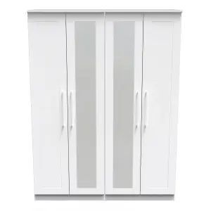 Ripon Tall 4 Door 2 Centre Mirrors in White Ash (Ready Assembled)