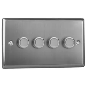 Varilight 4-Gang 2-Way 4x120W V-Pro LED Dimmer Brushed Steel