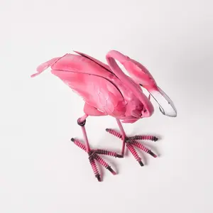 Homescapes Small Metal Pink Flamingo with Hooked Neck, 35 cm Tall