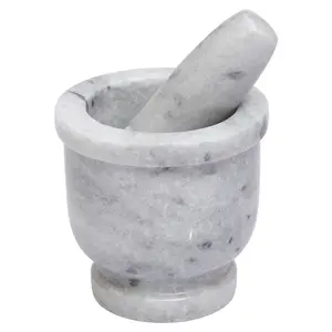 Interiors by Premier Large White Marble Large Mortar & Pestle