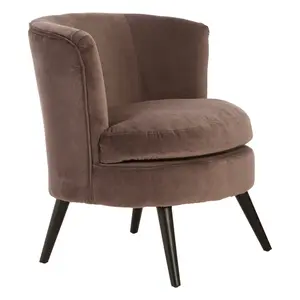 Interiors By Premier Modern Round Grey Velvet Plush Armchair, Velvet Upholstered Armchair For Reading, Elegant Round Armchair