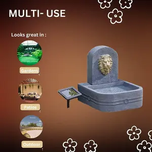 Lion Head Fountain Modern Rock Fall Water Fountain - Solar Powered Resin Recycling Water Feature