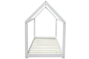 Kids Treehouse White Wooden House Bed - Single 3ft