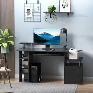 HOMCOM Wood Computer Desk Laptop Workstation Drawer Shelf for Home Office