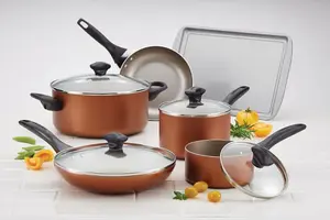 Farberware Copper Dishwasher Safe Non-Stick Sturdy Cookware Set Pack of 11