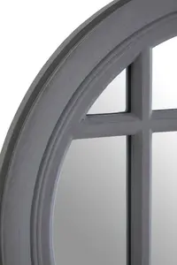 Interiors by Premier Hawthorne Flat Wood Round Grey Wall Mirror