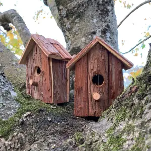 Rustic Barkwood Birdhouse Nest Box (Set of 2)