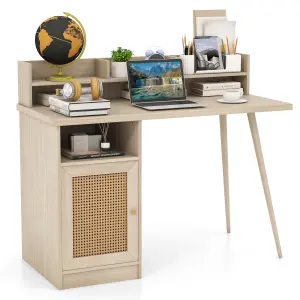 Costway Computer Desk Writing Study Desk Workstation Table w/ Storage Cabinet & Hutch