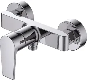 VURTU Anstey Flat Body Wall Mounted Manual Shower Mixer, 1/4 Turn, Single Lever Ceramic Disc, 115(H) x 216(W), Chrome, 594101