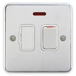 Deta 1914CHW Switched Fused Spur Connection Unit 13A with Neon (Polished Chrome / White Insert)