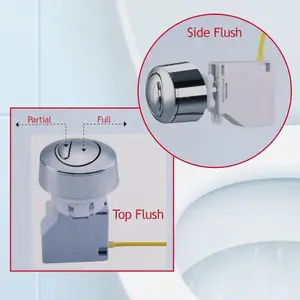 SPARES2GO Adjustable Dual Flush Toilet Valve Concealed Cistern with Push Button (1.5" / 2" Outlet, 300mm Cable)