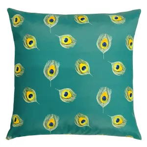 Evans Lichfield Peacock Printed UV & Water Resistant Outdoor Polyester Filled Cushion