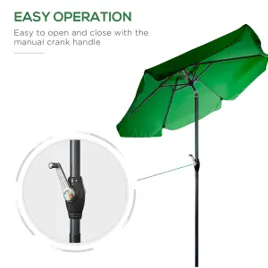 2.2m Aluminium Garden Parasol Large Tilt Patio Umbrella with Sun Shade Canopy