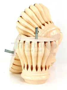 SET OF 4 REPLACEMENT FURNITURE BUN FEET NATURAL TURNED WOODEN LEGS 110mm HIGH M8 (8mm)