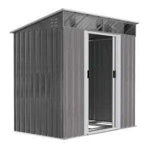 Outdoor Metal  Garden Tool Shed with Lockable and Sloped Roof Design,Grey