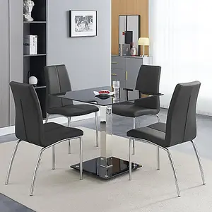 Furniture In Fashion Hartley Black Glass Bistro Dining Table 4 Opal Black Chairs