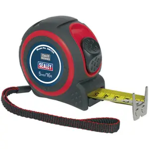 5m Heavy Duty Tape Measure with Rubberised ABS Body and Double Edged End Hook