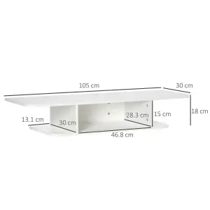 HOMCOM Wall Mounted TV Stand Entertainment Unit with Storage Shelf, White