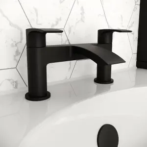 Sleek Black Matt Waterfall Bath Filler Mixer Tap Modern