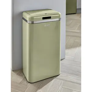 Retro Metal Motion Sensor Rubbish Bin - 45L Green