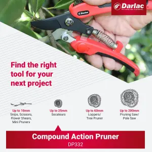 Darlac Compound Action Bypass Secateurs, DP332