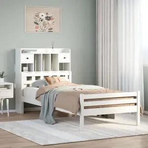 Berkfield Bookcase Bed without Mattress White 90x200cm Solid Wood Pine